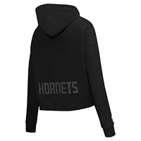 Women's Pro Standard Black Charlotte Hornets Jewels Cropped Pullover Hoodie