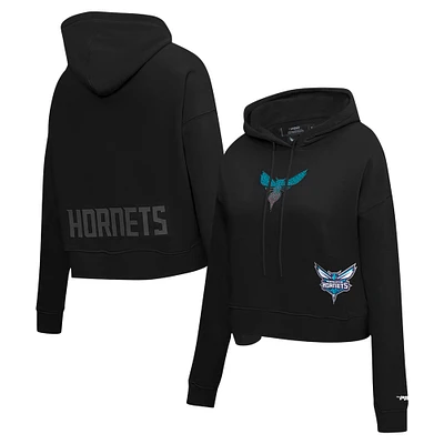 Women's Pro Standard Black Charlotte Hornets Jewels Cropped Pullover Hoodie