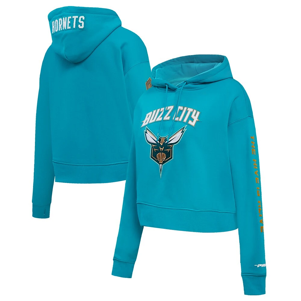 Women's Pro Standard Teal Charlotte Hornets 2023/24 City Edition Cropped Pullover Hoodie