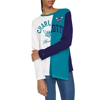 T-shirt à manches longues blocs de couleurs Amelia Charlotte Hornets Tommy Jeans blanc/bleu sarcelle pour femme