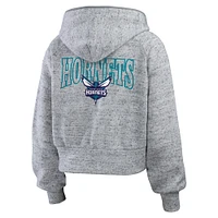 Women's WEAR by Erin Andrews Heather Gray Charlotte Hornets Speckled Radiator Full-Zip Hoodie