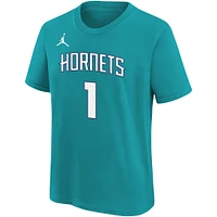 Youth Jordan Brand LaMelo Ball Teal Charlotte Hornets Icon Name & Number T-Shirt