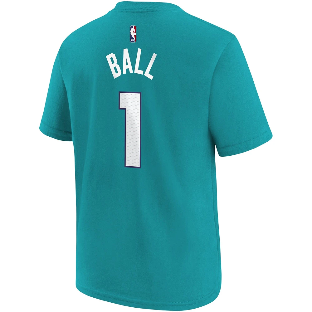 Youth Jordan Brand LaMelo Ball Teal Charlotte Hornets Icon Name & Number T-Shirt