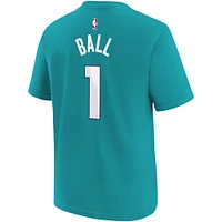 Youth Jordan Brand LaMelo Ball Teal Charlotte Hornets Icon Name & Number T-Shirt