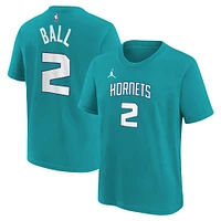 Youth Jordan Brand LaMelo Ball Teal Charlotte Hornets Icon Name & Number T-Shirt