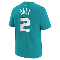 Youth Jordan Brand LaMelo Ball Teal Charlotte Hornets Icon Name & Number T-Shirt