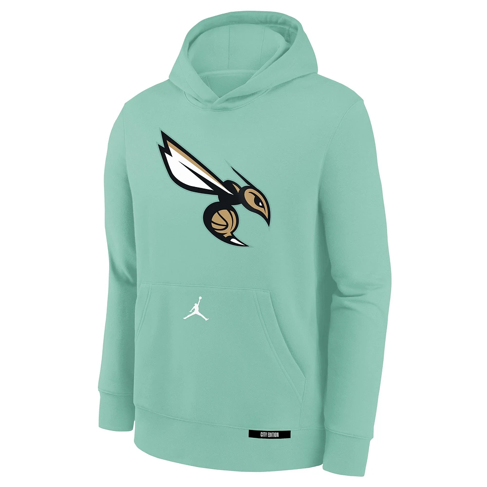 Youth Jordan Brand  Mint Charlotte Hornets 2024/25 City Edition Club Fleece Pullover Hoodie