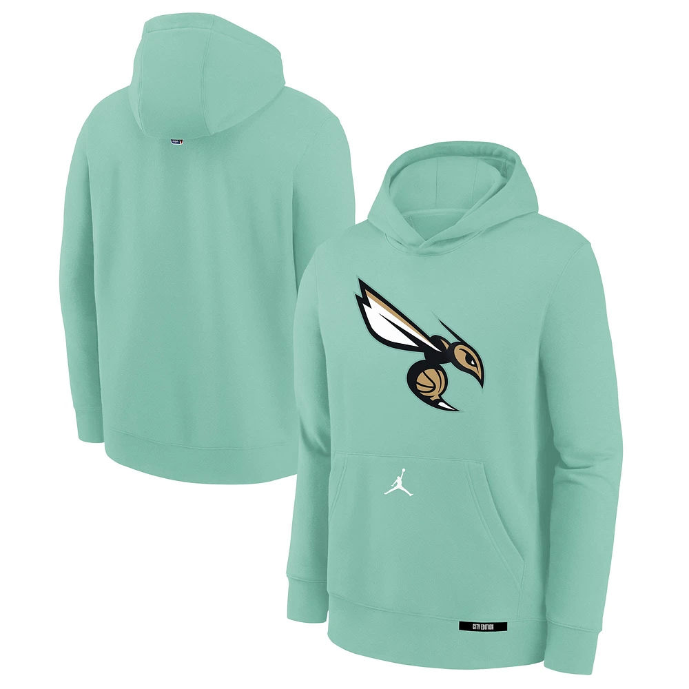 Youth Jordan Brand  Mint Charlotte Hornets 2024/25 City Edition Club Fleece Pullover Hoodie