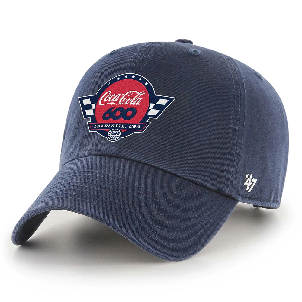 Casquette réglable de nettoyage Coca Cola 600 Charlotte Motor Speedway '47 bleu marine pour hommes