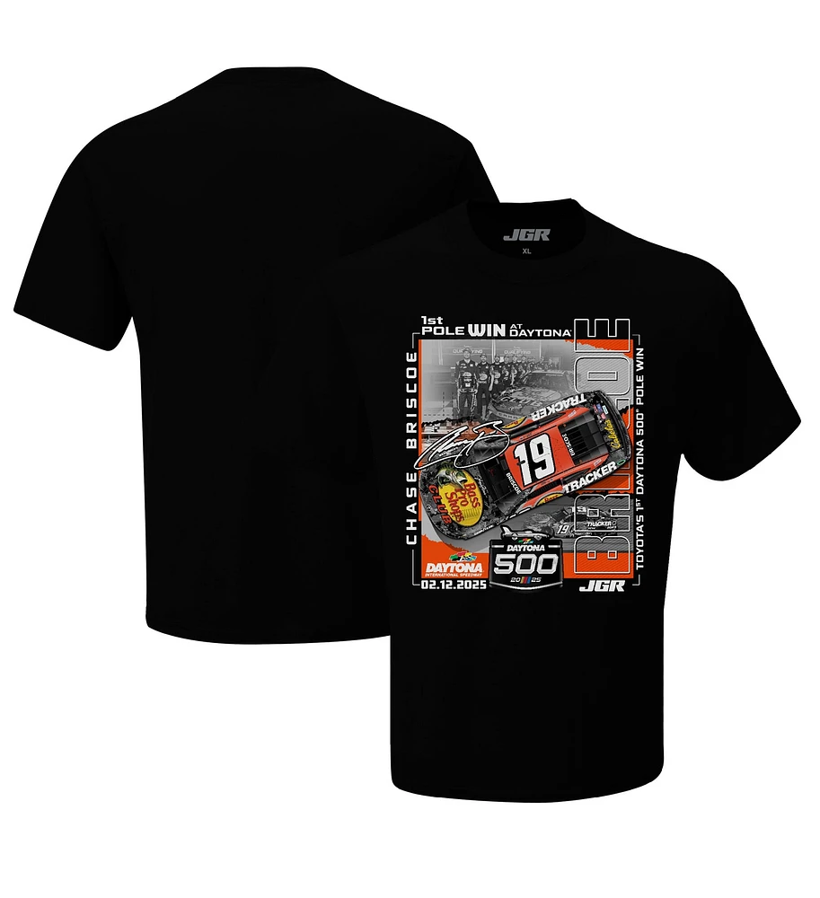 T-shirt à damier noir pour homme TBD 2025 Daytona 500 Pole Winner