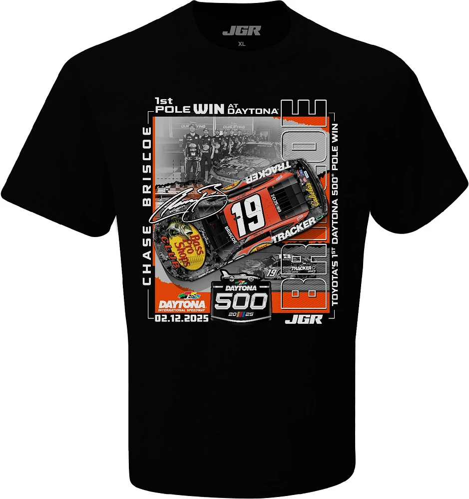 T-shirt à damier noir pour homme TBD 2025 Daytona 500 Pole Winner