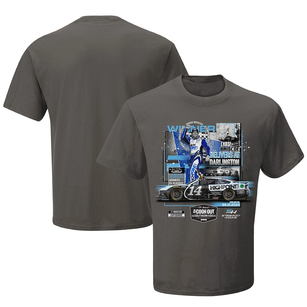 Men's Checkered Flag Sports Charcoal Chase Briscoe 2024 Cook Out Southern 500 Race Winner T-Shirt