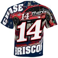 Men's Stewart-Haas Racing Team Collection White Chase Briscoe Mahindra Sublimated Patriotic Total Print T-Shirt