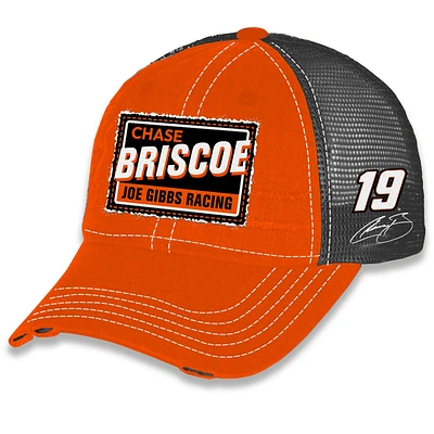 Casquette de camionneur unisexe ajustable avec drapeau à damier orange Chase Briscoe Vintage Patch