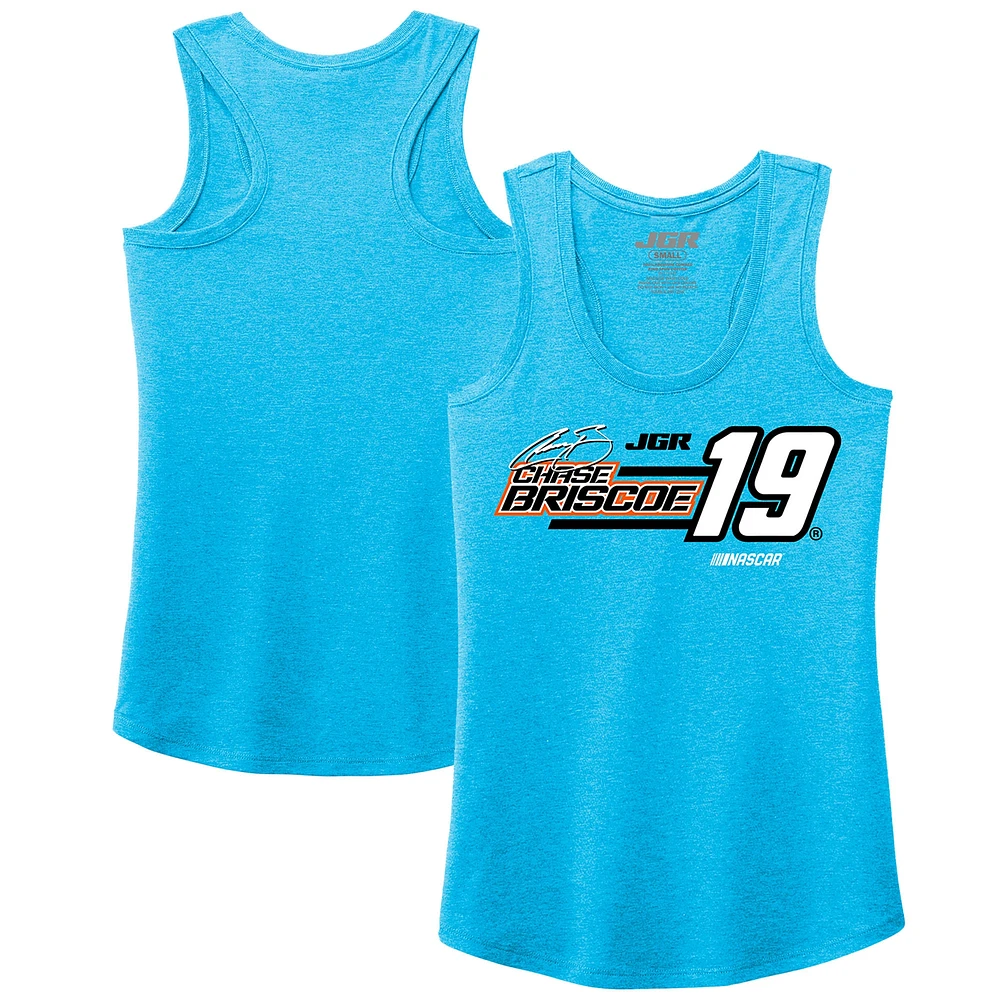 Women's Joe Gibbs Racing Team Collection Turquoise Chase Briscoe Tri-Blend Name & Number Tank Top