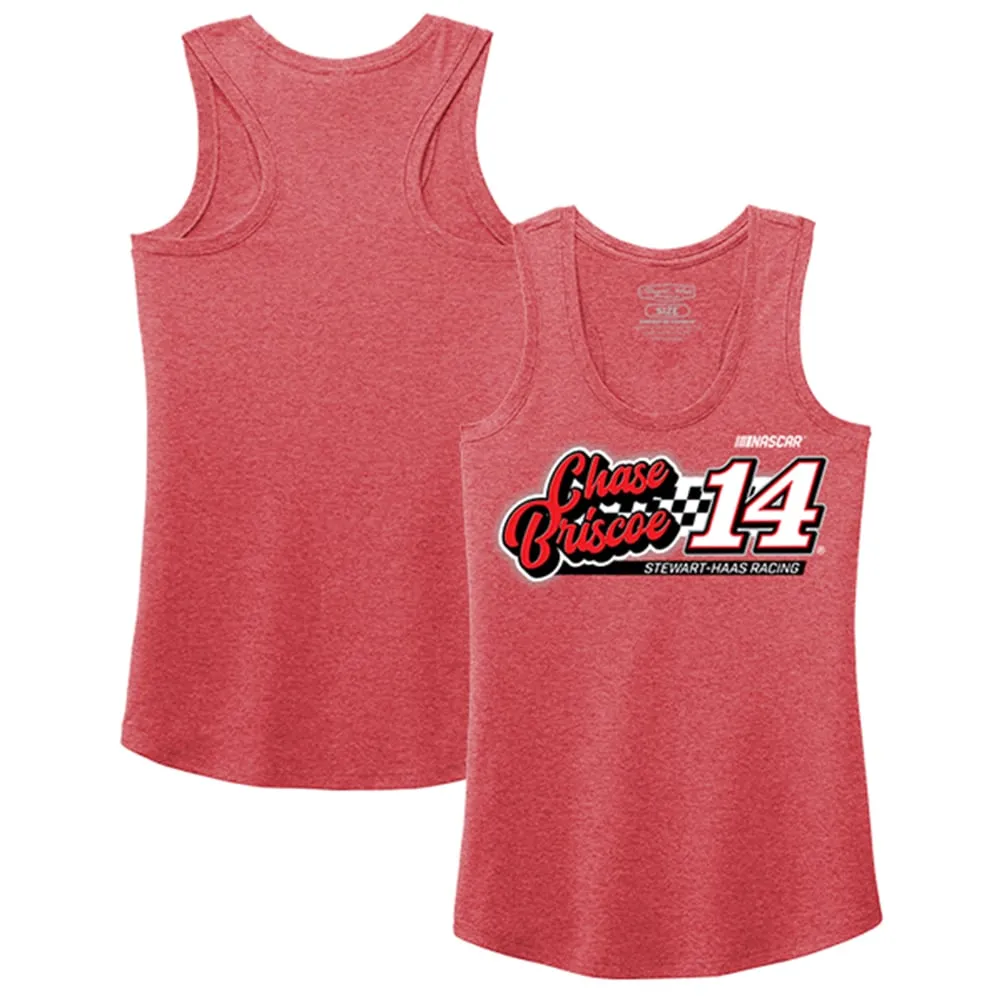 Collection Stewart-Haas Racing Team pour femmes Heather Red Chase Briscoe 2023 # 14 Finish Line Tri-Blend Racerback Tank Top