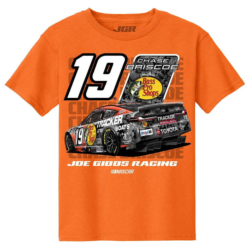 Youth Joe Gibbs Racing Team Collection Orange Chase Briscoe Bass Pro Shops Car T-Shirt