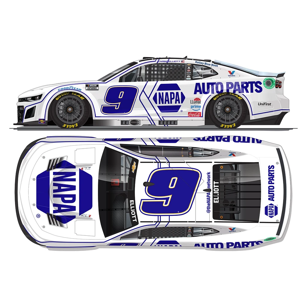 Action Racing Chase Elliott 2025 #9 Napa White 1:24 Color Chrome Die-Cast Chevrolet Camaro ZL1
