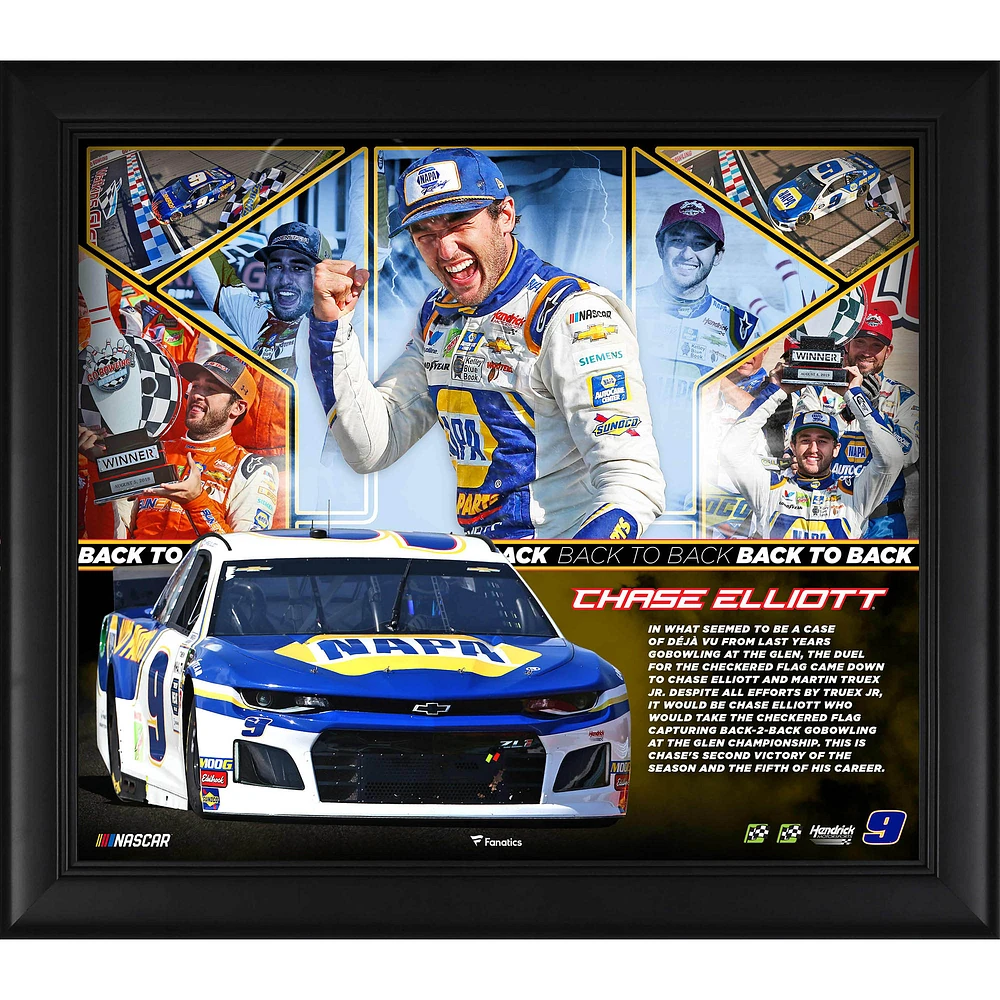 Chase Elliott Framed 15" x 17" 2019 Go Bowling at the Glen Race Winner Collage