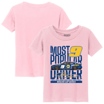 T-shirt rose clair pour petite fille de la collection Hendrick Motorsports Team à l'effigie voiture Chase Elliott