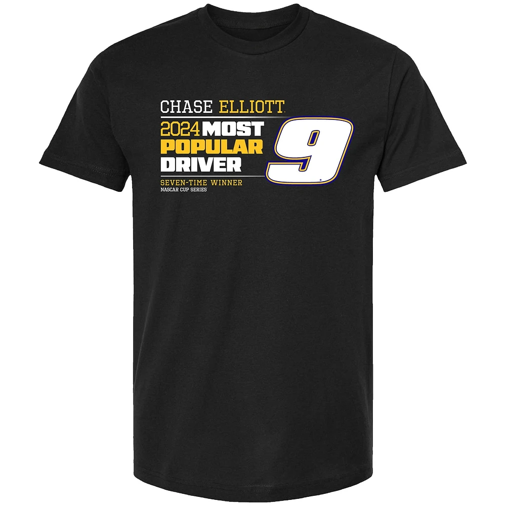 T-shirt noir pour homme de la collection Hendrick Motorsports Team Chase Elliott 2024, pilote le plus populaire