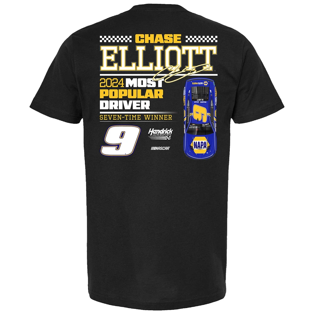 T-shirt noir pour homme de la collection Hendrick Motorsports Team Chase Elliott 2024, pilote le plus populaire