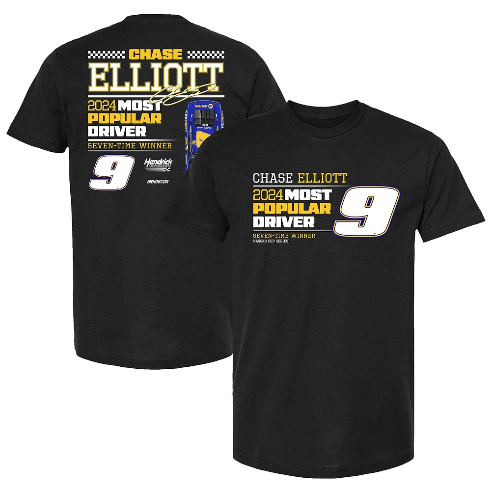 T-shirt noir pour homme de la collection Hendrick Motorsports Team Chase Elliott 2024, pilote le plus populaire