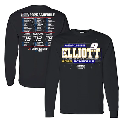 Men's Hendrick Motorsports Team Collection Black Chase Elliott 2025 NASCAR Cup Series Schedule Long Sleeve T-Shirt