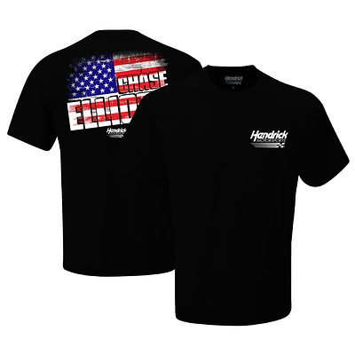 T-shirt noir avec drapeau Chase Elliott de la collection Hendrick Motorsports Team pour hommes