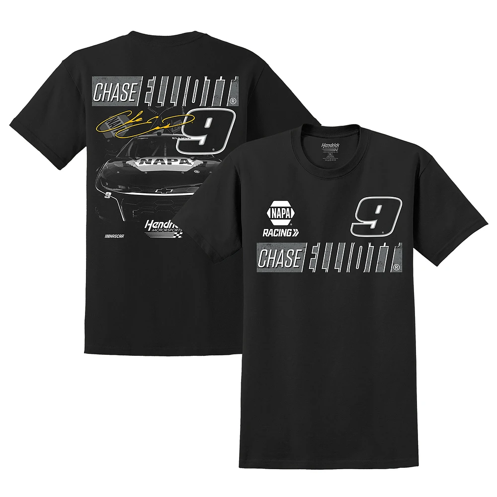 T-shirt noir ton sur Chase Elliott NAPA de la collection Hendrick Motorsports Team pour homme