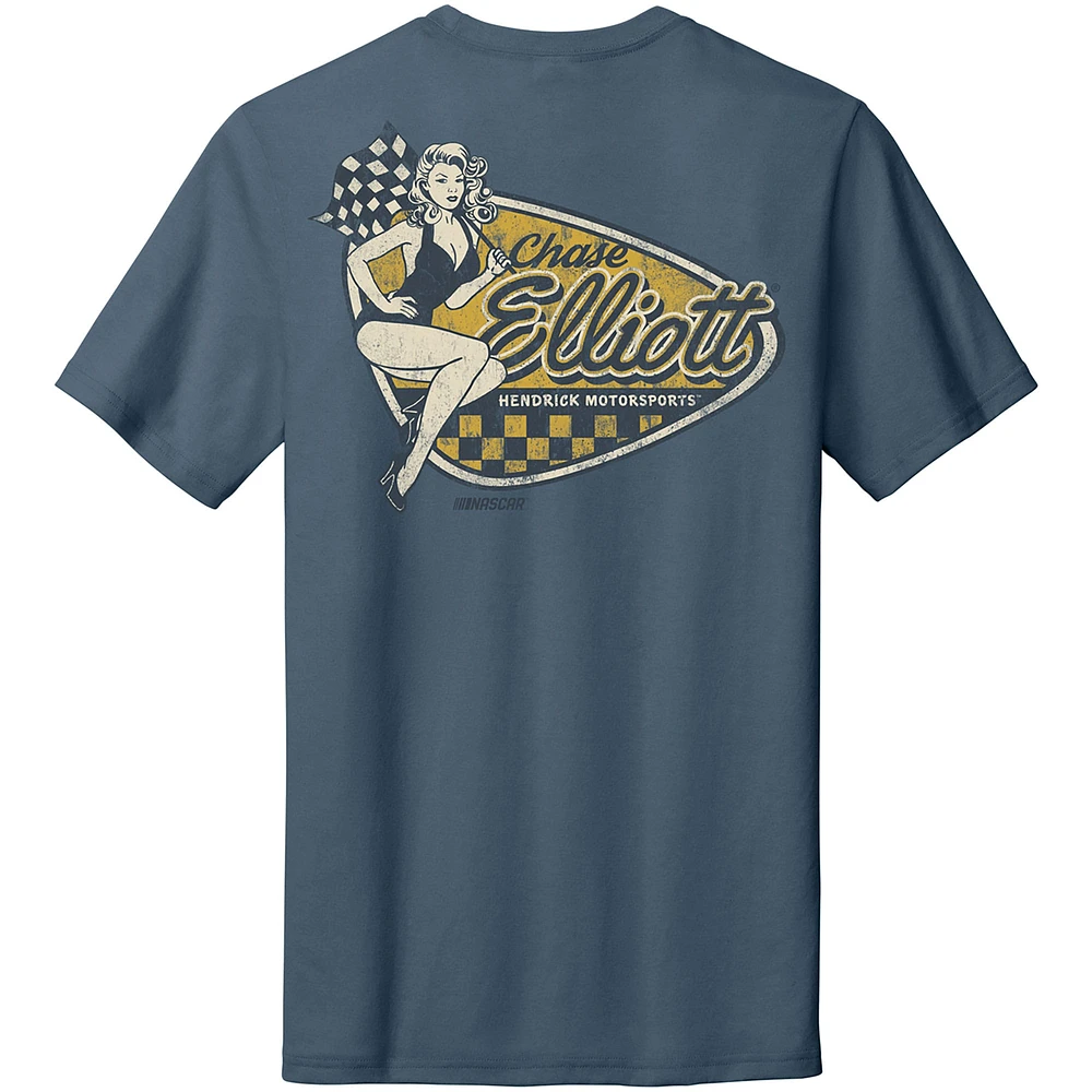 Men's Hendrick Motorsports Team Collection Blue Chase Elliott Tri-Blend Pinup T-Shirt