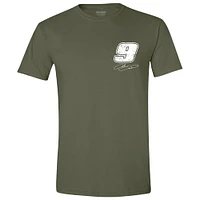 T-shirt vert pour homme avec drapeau Chase Elliott de la collection Hendrick Motorsports Team