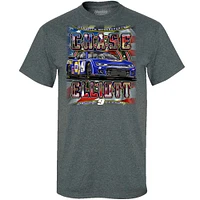 T-shirt de voiture Chase Elliott Heather Charcoal la collection Hendrick Motorsports Team pour hommes