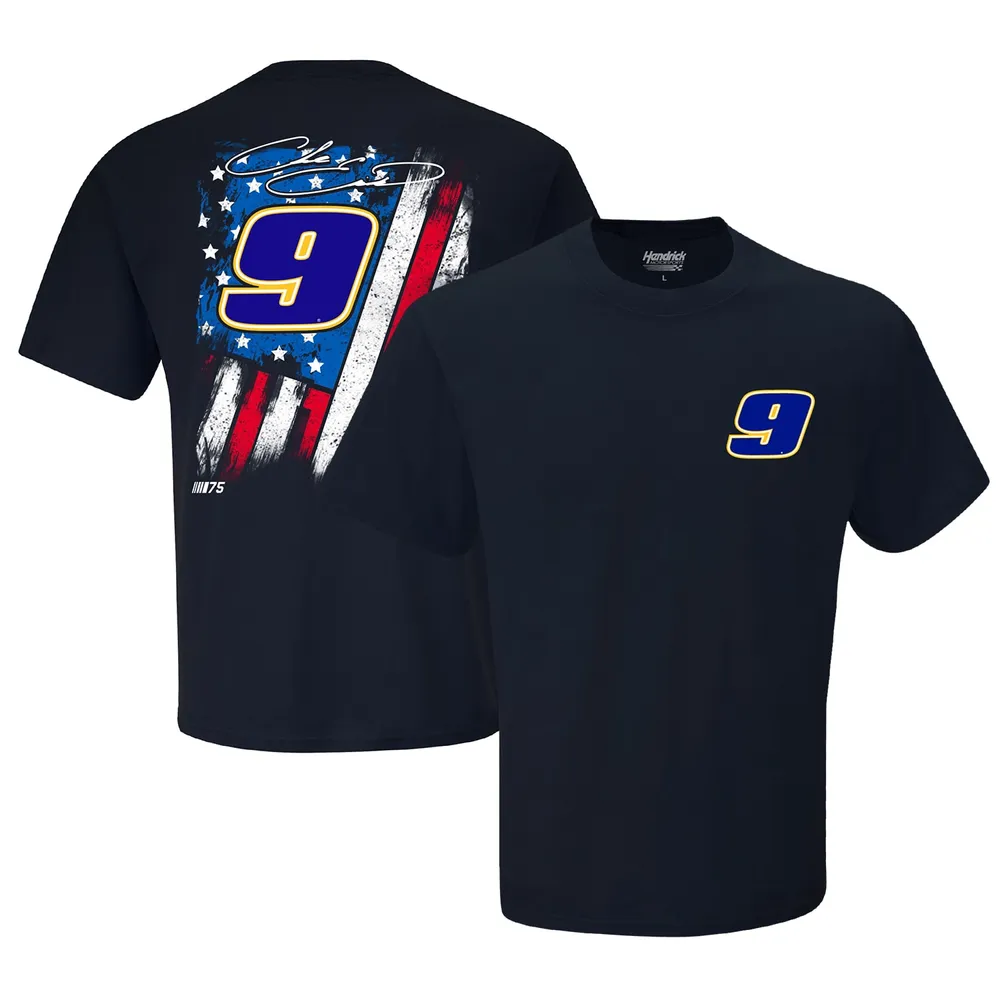 T-shirt à drapeau ton sur exclusif Hendrick Motorsports Team Collection bleu marine Chase Elliott pour homme