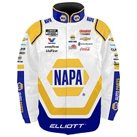 Veste d'uniforme en nylon NAPA à boutons-pression pour homme de la collection Hendrick Motorsports Team blanche Chase Elliott