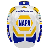 Veste d'uniforme en nylon NAPA à boutons-pression pour homme de la collection Hendrick Motorsports Team blanche Chase Elliott