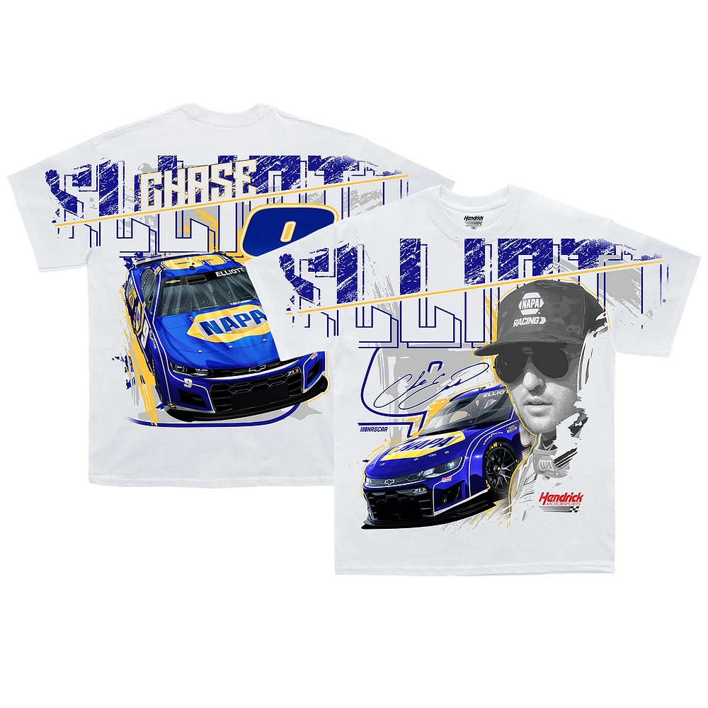 Men's Hendrick Motorsports Team Collection White Chase Elliott Total Print T-Shirt