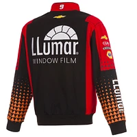 Men's JH Design Black/Red Chase Elliott Llumar Full-Snap Twill Uniform Jacket