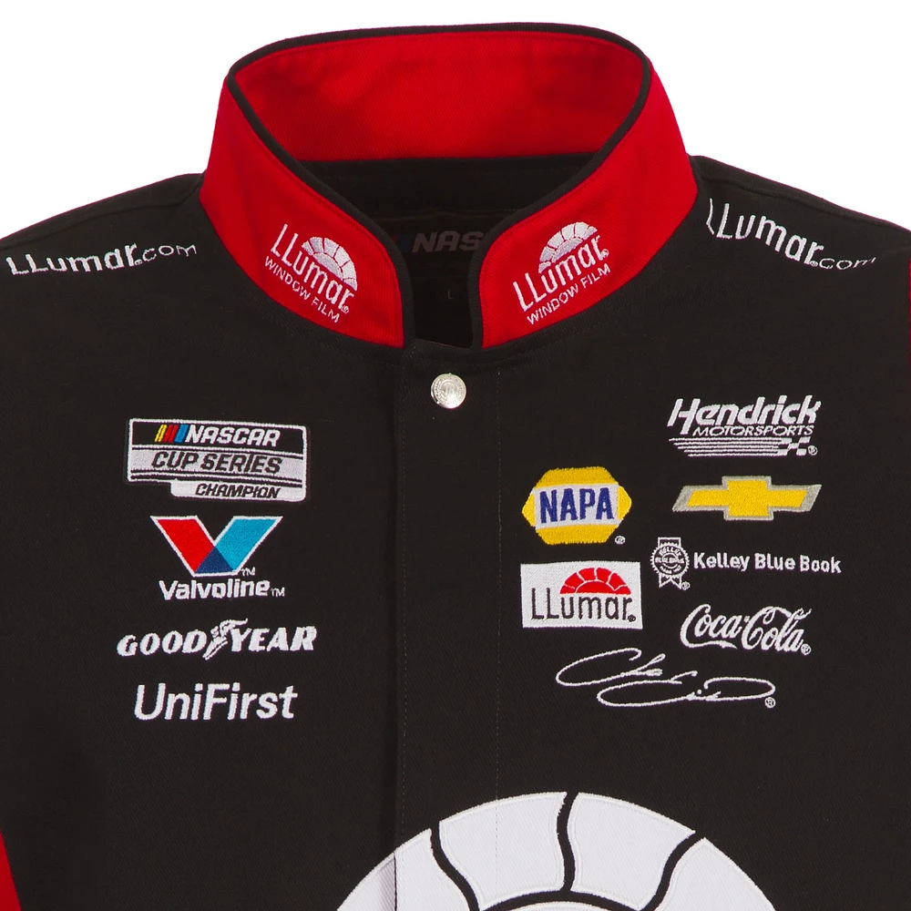 Men's JH Design Black/Red Chase Elliott Llumar Full-Snap Twill Uniform Jacket