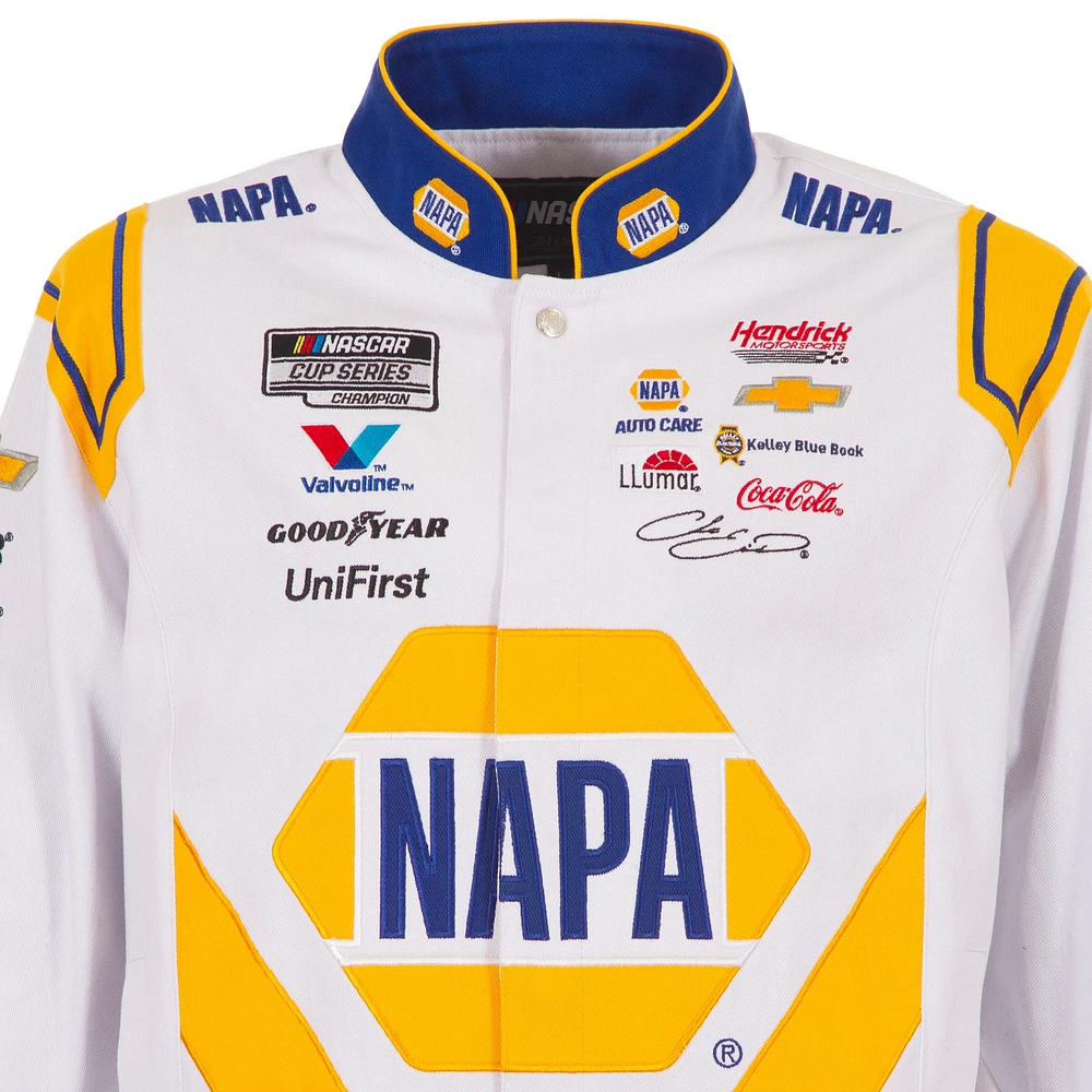 Men's JH Design White/Royal Chase Elliott NAPA Full-Snap Twill Uniform Jacket