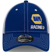 Casquette ajustable Chase Elliott NAPA 9FORTY Trucker New Era pour hommes, bleu royal/blanc