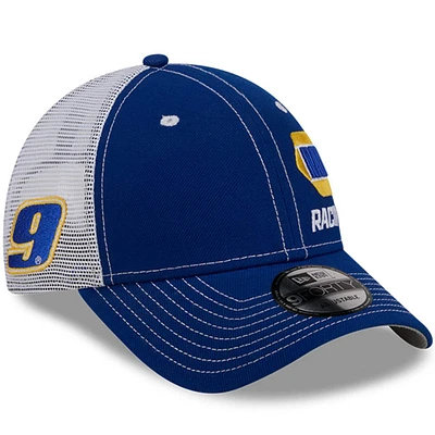 Casquette ajustable Chase Elliott NAPA 9FORTY Trucker New Era pour hommes, bleu royal/blanc