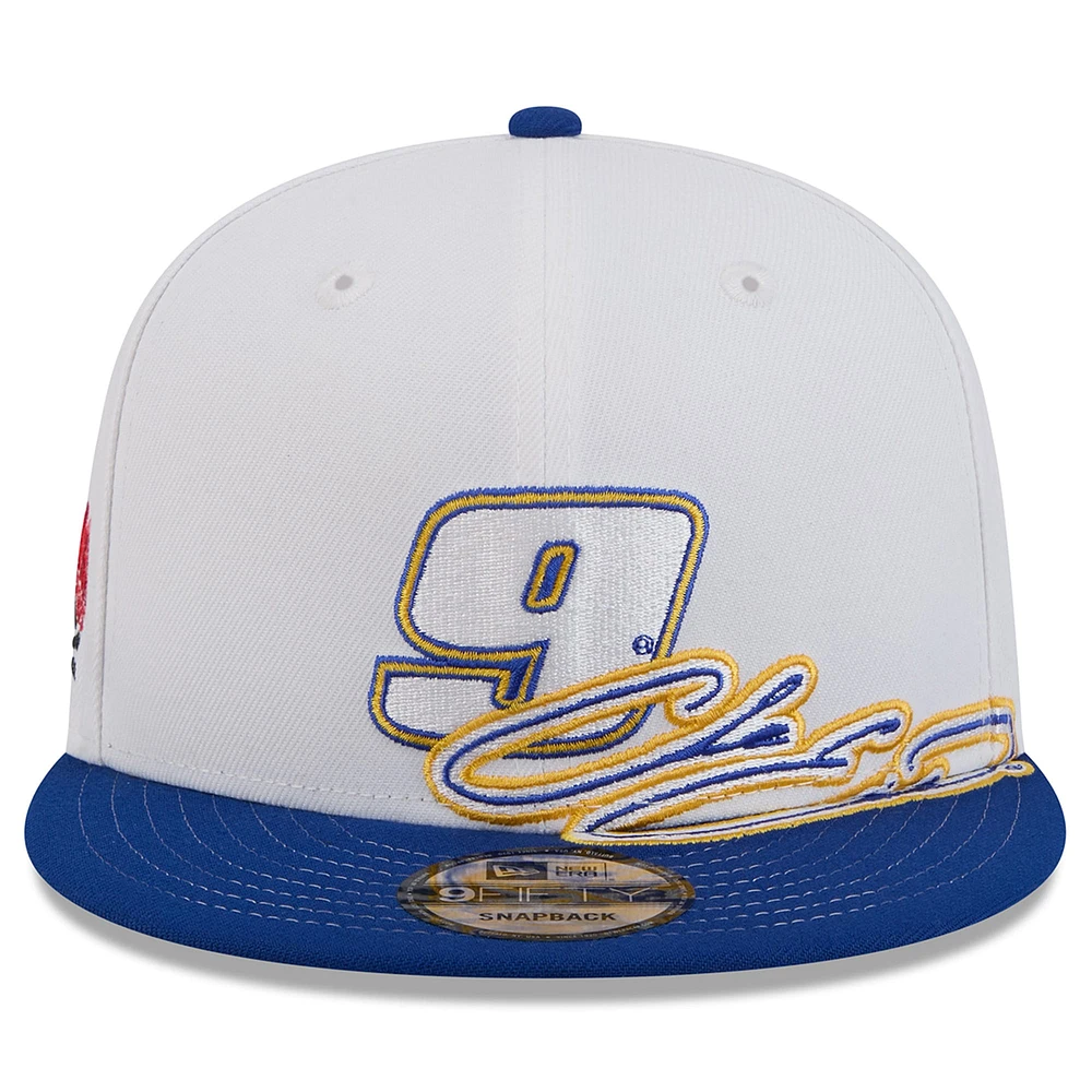 Men's New Era White/Blue Chase Elliott  9FIFTY Snapback Hat