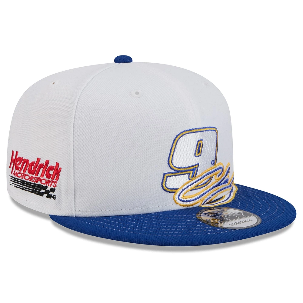 Men's New Era White/Blue Chase Elliott  9FIFTY Snapback Hat