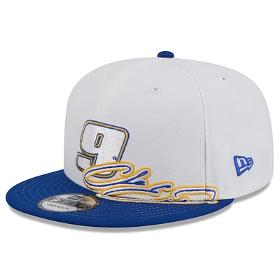 Casquette à visière rabattable Chase Elliott 9FIFTY New Era blanche/bleue pour homme