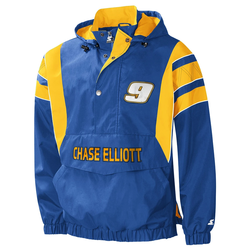 Veste à enfiler demi-pression Chase Elliott Impact Starter Royal/Jaune pour homme