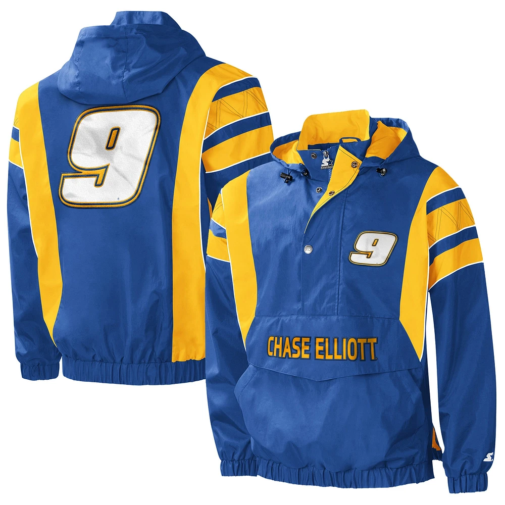 Veste à enfiler demi-pression Chase Elliott Impact Starter Royal/Jaune pour homme