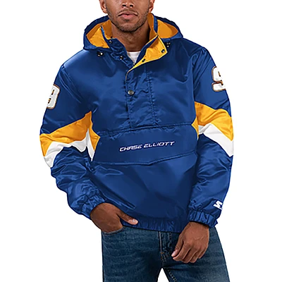 Veste à capuche demi-zip en satin Starter Royal Chase Elliott Home Team pour hommes