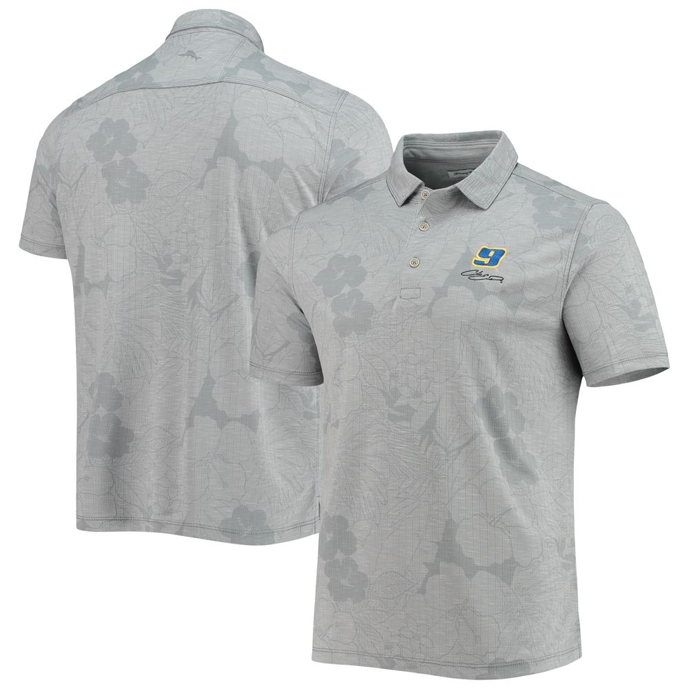 Men's Tommy Bahama Gray Chase Elliott Miramar Blooms Polo