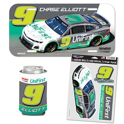 Pack de trois pièces rétro WinCraft Chase Elliott Darlington pour fans